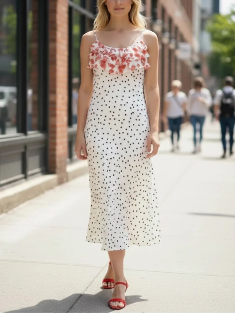 NWT RIXO x Target Polka Dot Spaghetti Strap Midi Dress XL
